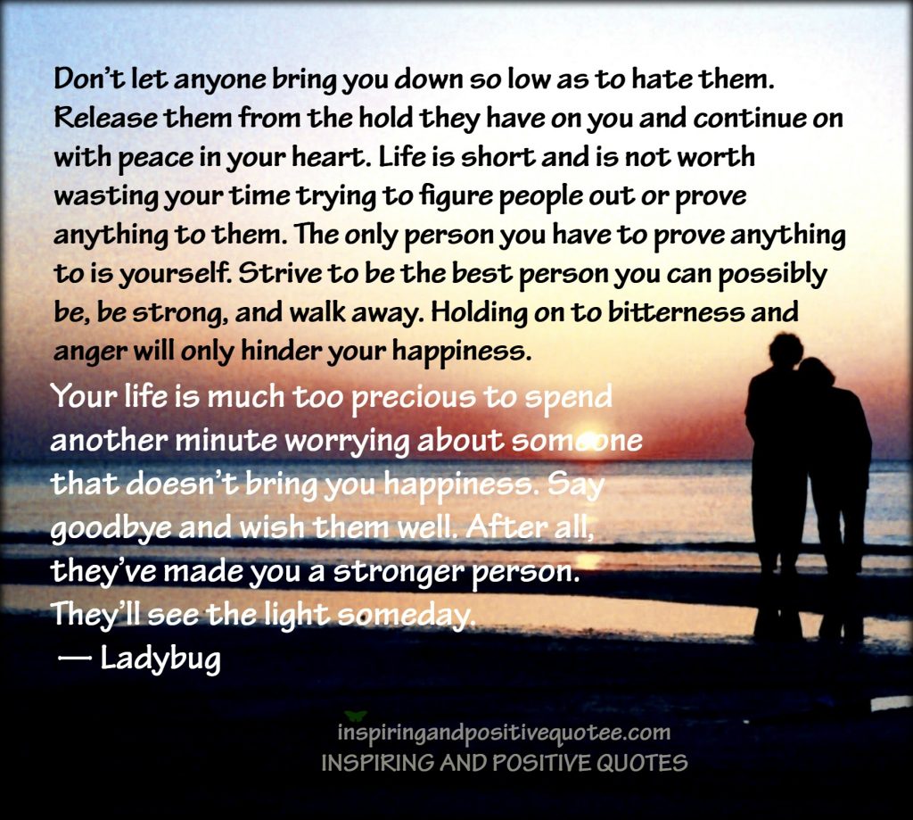 Don’t let anyone bring you down so low as to hate them. - Inspiring And ...