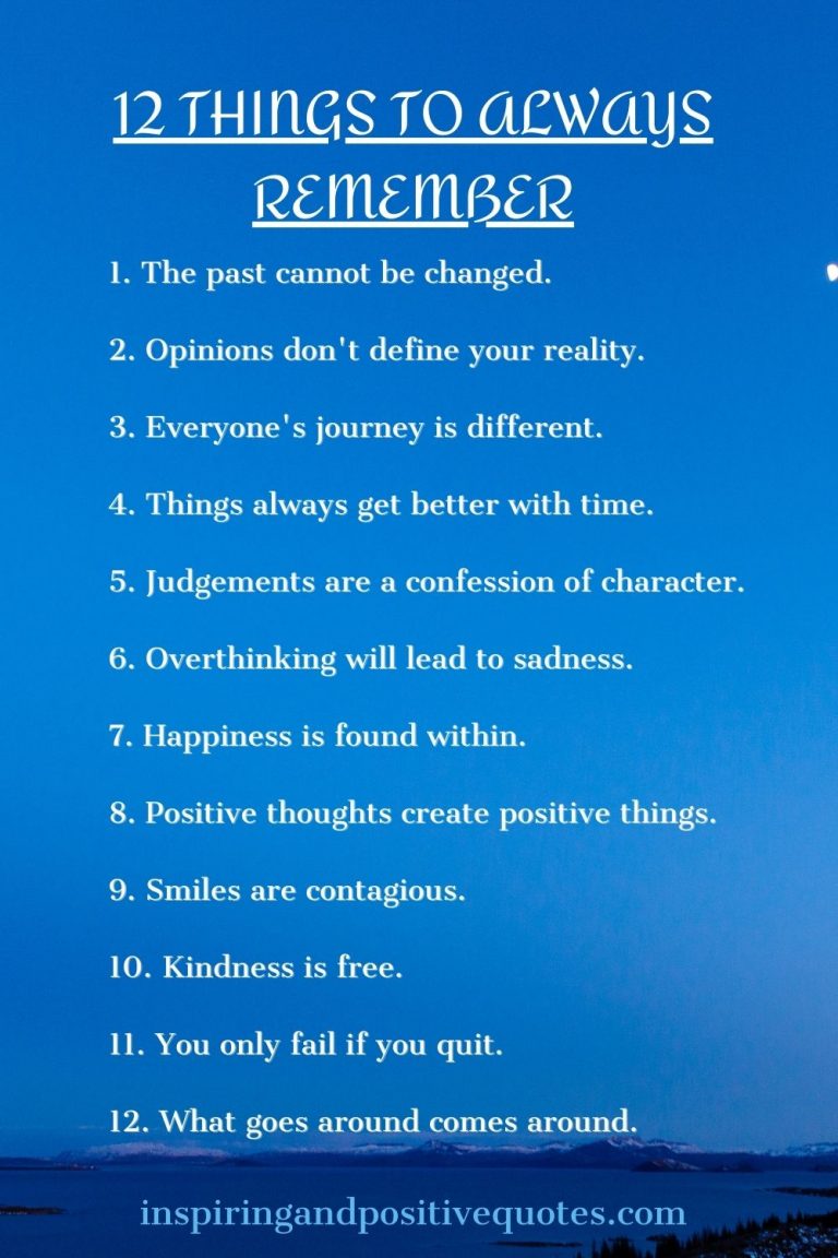 12 things to always remember – Inspiring and Positive Quotes